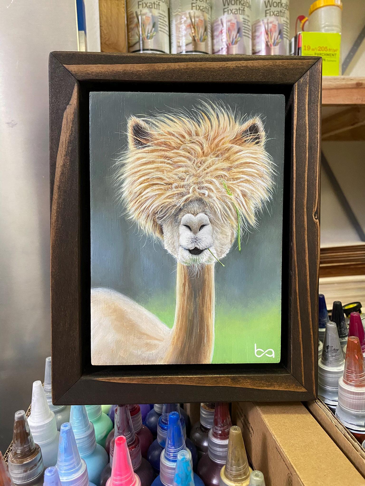絵画 ARUPAKA 手作りアルパカの肖像画：5x7インチのアクリルアート作品 - Etsy 日本