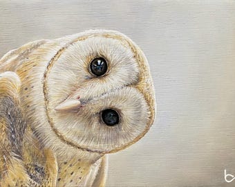 Hand-Painted Barn Owl Art: 5x7" Original Acrylic Painting