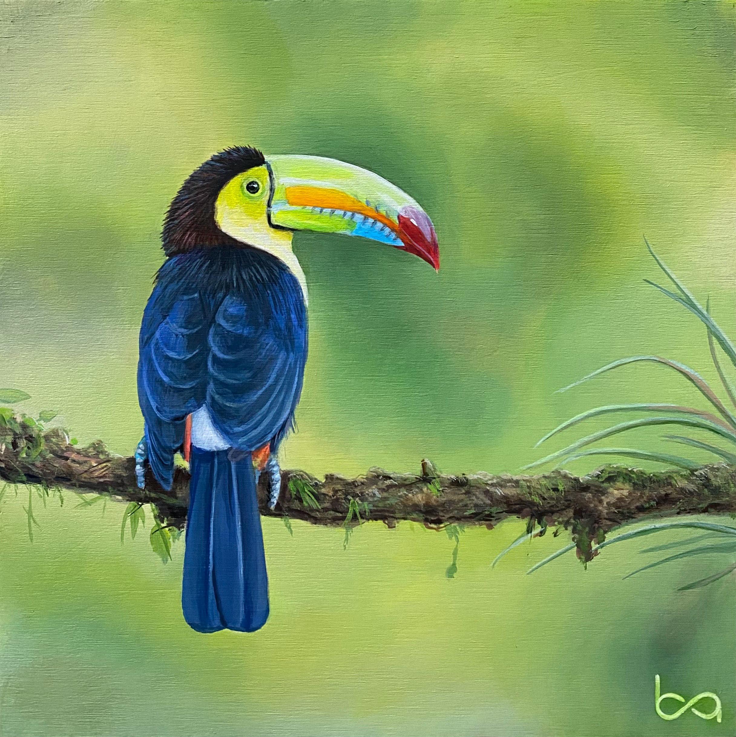 Hand-painted Toucan Acrylic Painting: Colorful Bird Wall Art (6x6