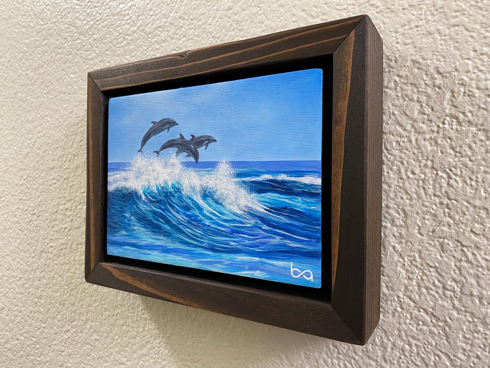 アクリル画 絵画 美しい イルカ きれい ジャンプするイルカ アクリル画