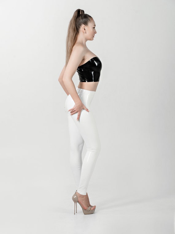 White latex sale pants
