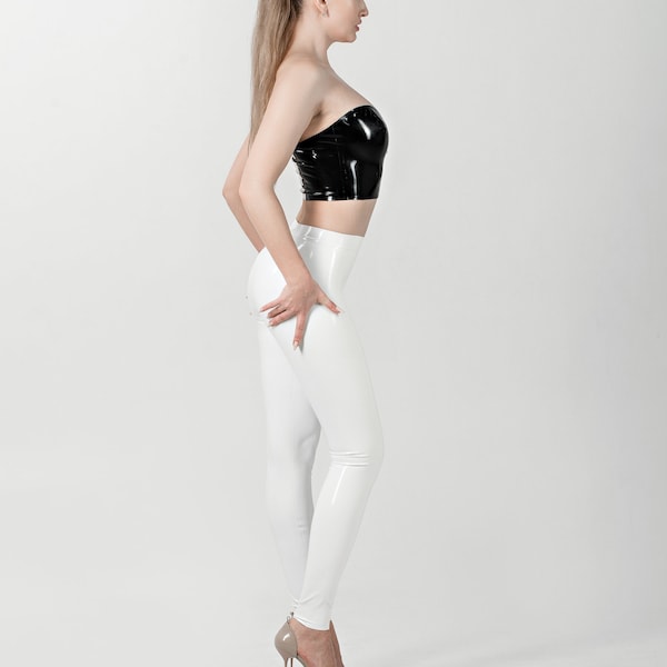 Latex Leggings with Waistband, Women leggings, Shiny Tight Latex Pants. 8 colors