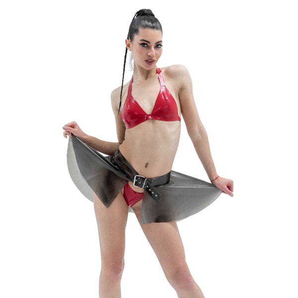 Latex belt skirt, Rubber waistband skirt, Latex Lingerie, Belt Skater Skirt