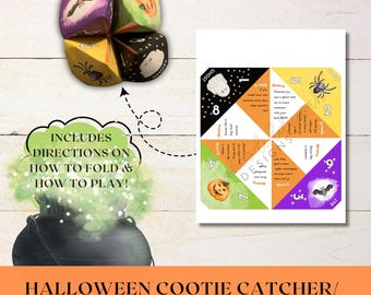 Halloween Cootie Catcher favor | Halloween Fortune Teller Printable | Class Trick-or-Treat Favor Instant Download | Halloween Class Swap