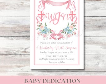 Baby Dedication Invitation | Baptism Invitation | Baby Christening Invitation | Child Dedication Invitation | Editable Template | Printable