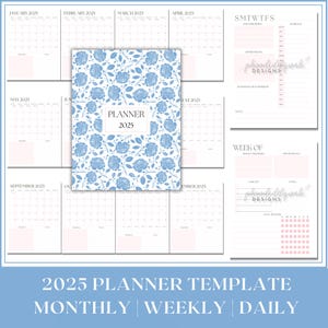 2025 Daily Weekly Monthly Planner | 2025 Calendar Printable | 2025 Planner Template | Editable Goal Tracker | Personal Priority Calendar