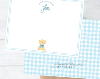 Juego de papelería para cachorros / Tarjetas de notas con cuadros azules / Papelería para niños imprimible / Plantilla de papelería editable / Descarga instantánea