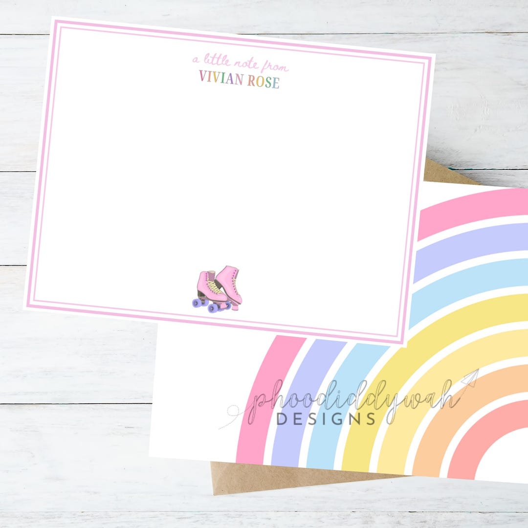Rainbow Stationery Set | Roller Skates Note Cards | Pastel Skates ...