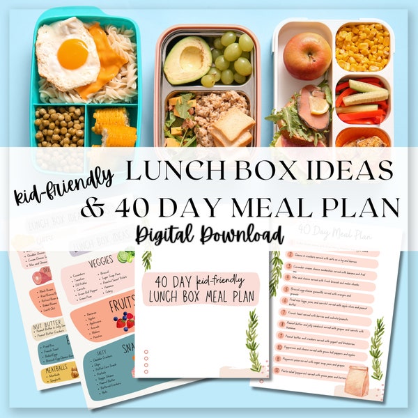 Lunch Box Ideas | 40 Day Kid-Friendly Meal Plan | Lunch Box Meal Planner