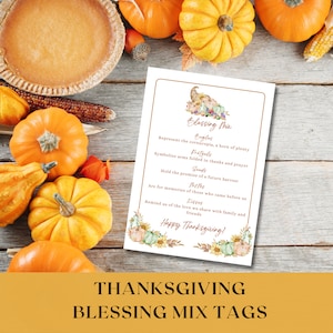 Blessing Mix Favor Tags | Thanksgiving Party Favor | Fall Party Favor | Thanksgiving Editable Favor Tag