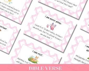 Daily Affirmations for Girls | Bible Verse Affirmation Cards | Scripture Cards | Inspirational Printable