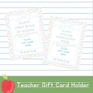 Back to School Gift Card Holder Printable | Grandmillennial Floral Bow Gift Card 1st Day of School | Meet the Teacher Gift |Instant Download
