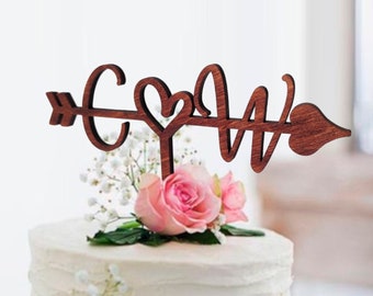 Personalized Wedding Cake Topper arrow Custom Initials wedding cake topper W Wedding Cake Topper C letter C cake toppers wedding Rustic cake