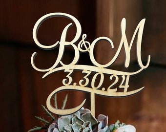 Personalized Monogram wedding Cake Toppers Two Initials Gold Wedding Cake Topper Letters Rustic Initial Wedding Cake Topper B Letter M cake