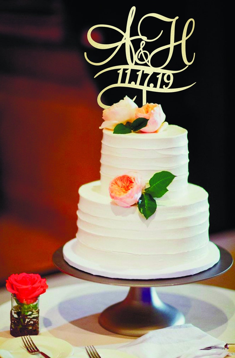H Cake Topper Date Cake Topper R Rustic Weding Cake Topper Etsy