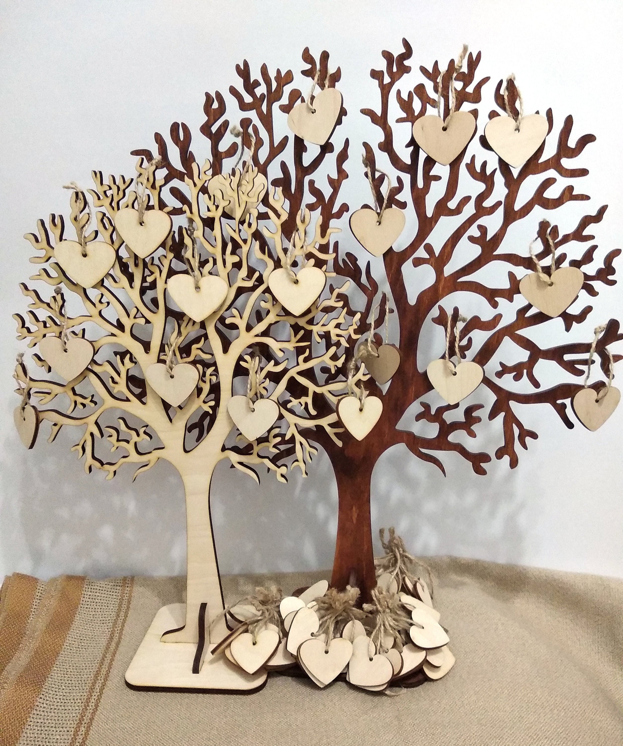 Rustic Wooden Wishing Tree With Hearts