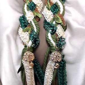 Handmade Celtic Handfasting Cord: Burgundy & Ivory Wedding Ritual Braid