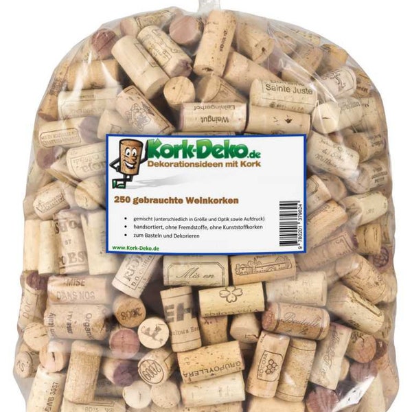 250 gebrauchte Weinkorken (Wein Korken Flaschenkorken) - Naturkorken Kork, ideal zum Basteln und Dekorieren