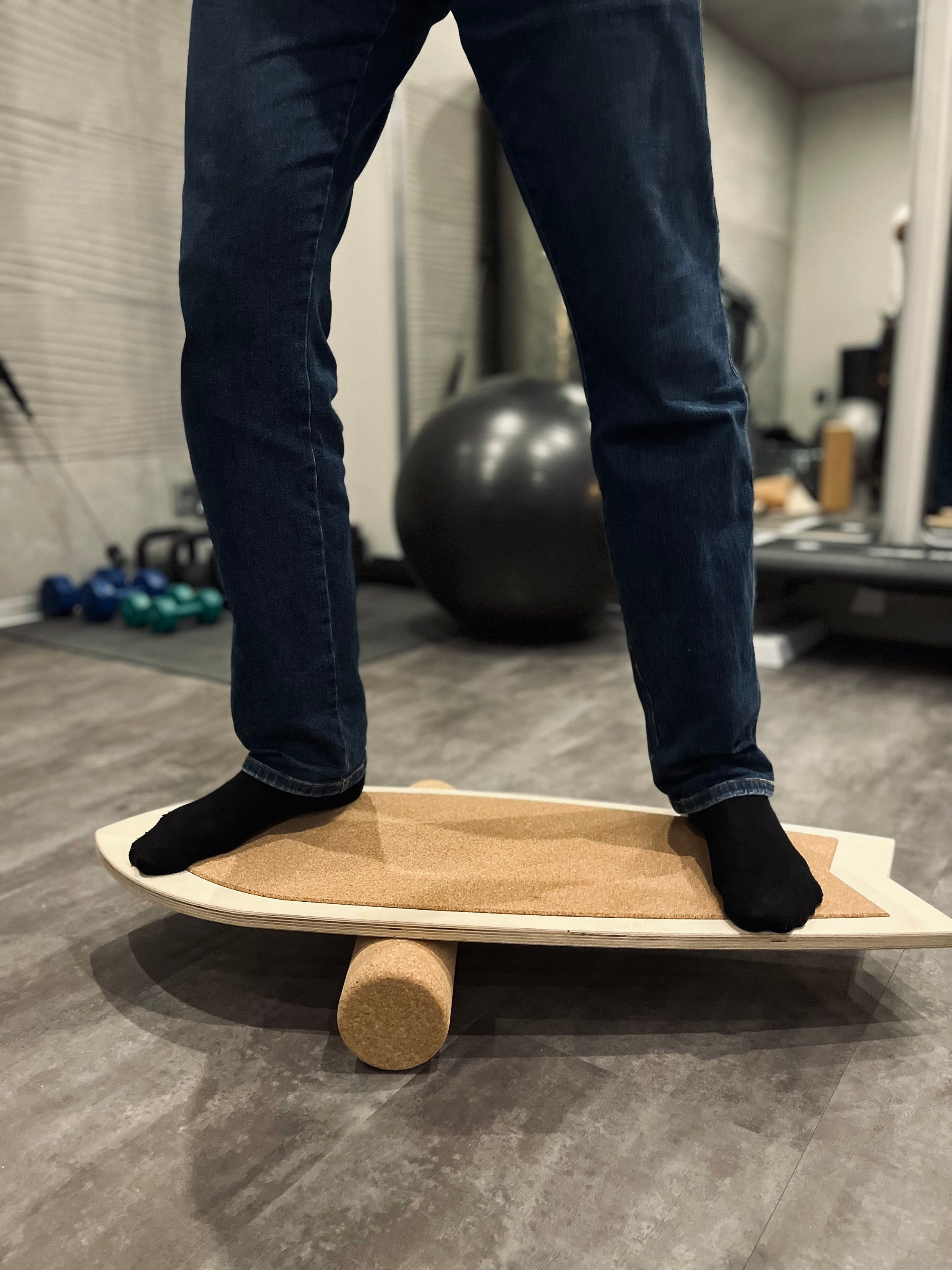 Surf Balance Board With Cork Pad & Cork Roller 88x32cm Balance Board Wobble  Board Coordination Training Balance 