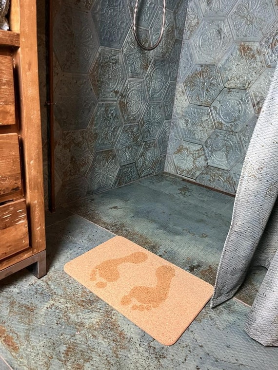 Luxury 100% Natural Cork Thick Bath Mat Anti Slip Bathroom Floor Mat 62 x  46cm