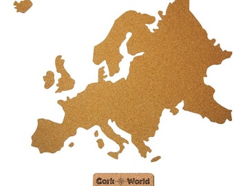 Pin board Europe « CORKWORLD » en liège | Aperçu du tableau d’affichage de l’Europe | avec et sans adhésif