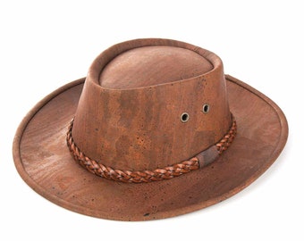 Chapeau de cowboy en tissu de liège - marron (chapeau en liège, chapeau en liège, tissu de liège, comme le cuir) TAILLE 58