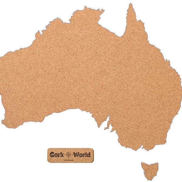 Pinnwand-Australien "CORKWORLD" aus Kork | Pinnwand Umrisse Australiens | mit und ohne Kleber