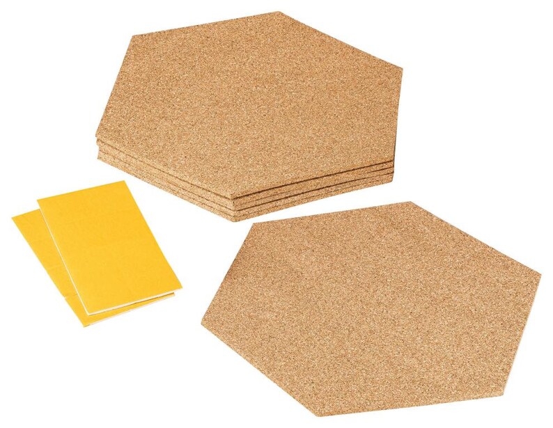 38,35 EUR/qm Kork Fliesen Cork Tile Hexagone aus Kork zur Wanddekoration XXL Pinnwand 6 Stück je 30 x 26 cm selbstklebend Küche Bild 2