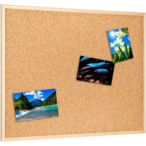 XL Pinnwand Memoboard aus Kork mit Holzrahmen - 90 cm x 60 cm - ideal fürs Büro oder Arbeitszimmer