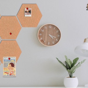 38.35 EUR/sqm cork tiles | Cork Tile | Cork hexagons for wall decoration | XXL Pinboard | 6 pieces each 30 x 26 cm | self-adhesive | Kitchen