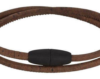 Bracelet en liège - marron - bracelet femme avec fermoir magnétique - vegan & naturel