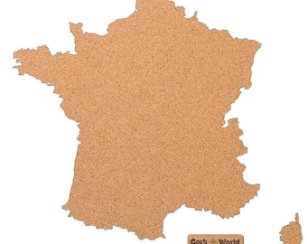 Wall France "CORKWORLD" gemaakt van kurk | Pinboard Overzicht van Frankrijk | met en zonder lijm