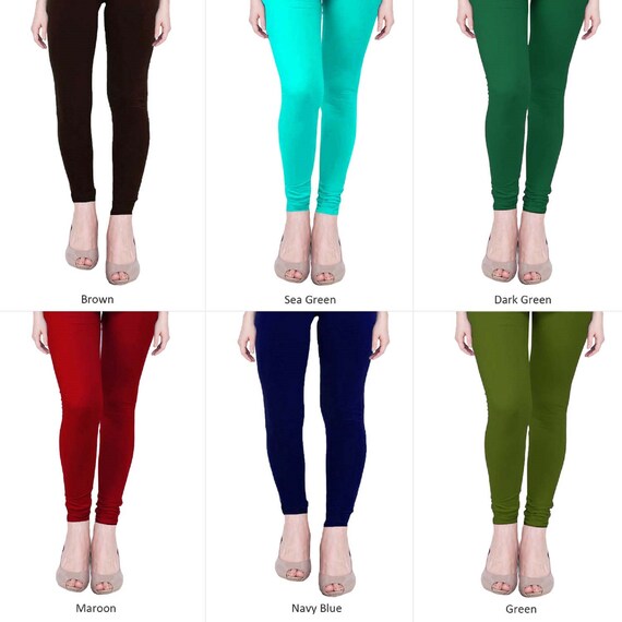 Cotton Lycra Plain Designer Party Wear Neon Green Legging, Size