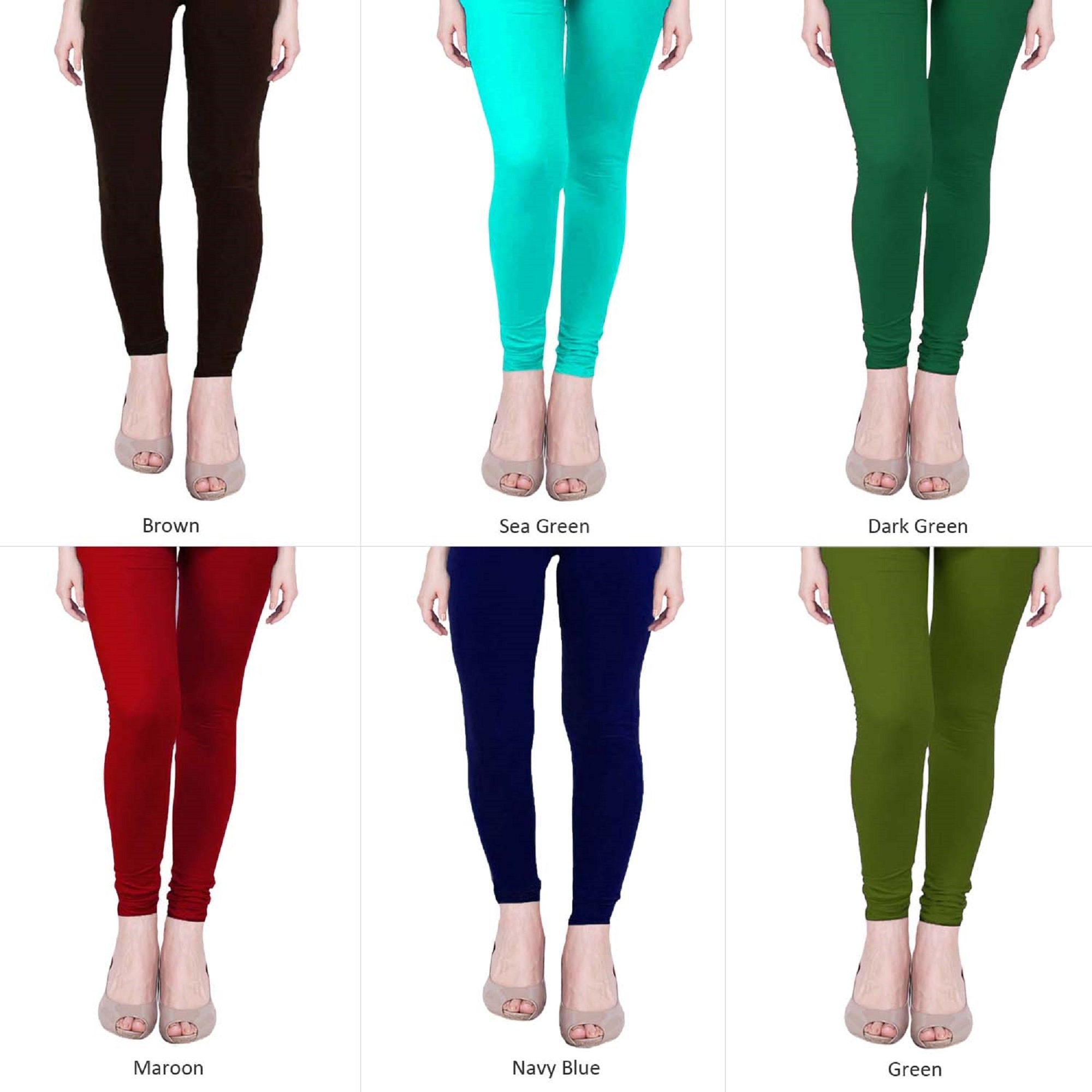 Legging Yoga Pants Plain Cotton Lycra 