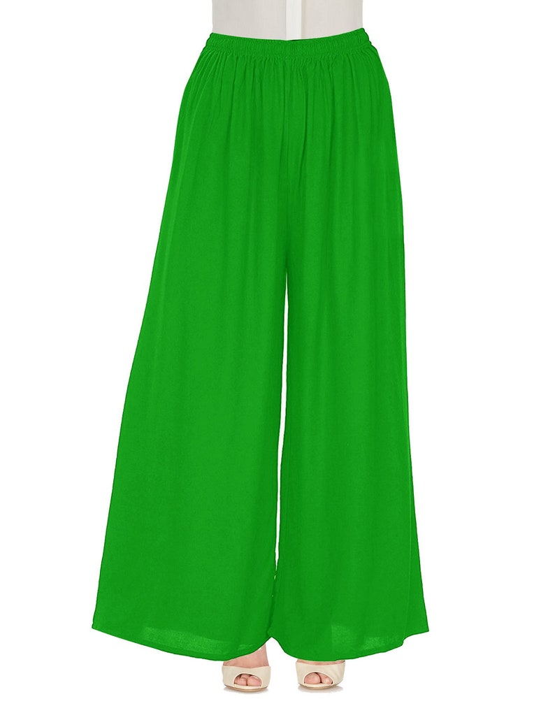 Palazzo Loose Casual Pants Women Wide Leg Flared Bottom Trouser Yoga Rayon Pajama-Solid Pattern