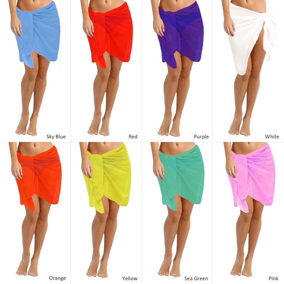 Plus Size Sarong Pareo Beach Pool Party Swimsuit Cover up Wrap Semi Chiffon  Slit Skirt Bikini for Women 