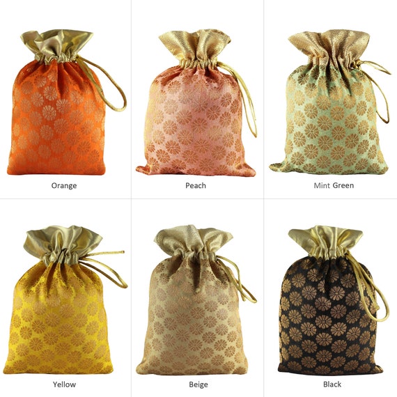 Buy 50 Pcs Pouch Bags Potli Purse Favorbag for Gift Brocade Art
