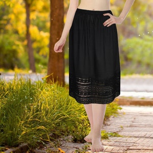 Black Cotton Petticoat, Lacey Half Slip, Customized Skirt Extender, Underskirt for Women- Small to Plus size