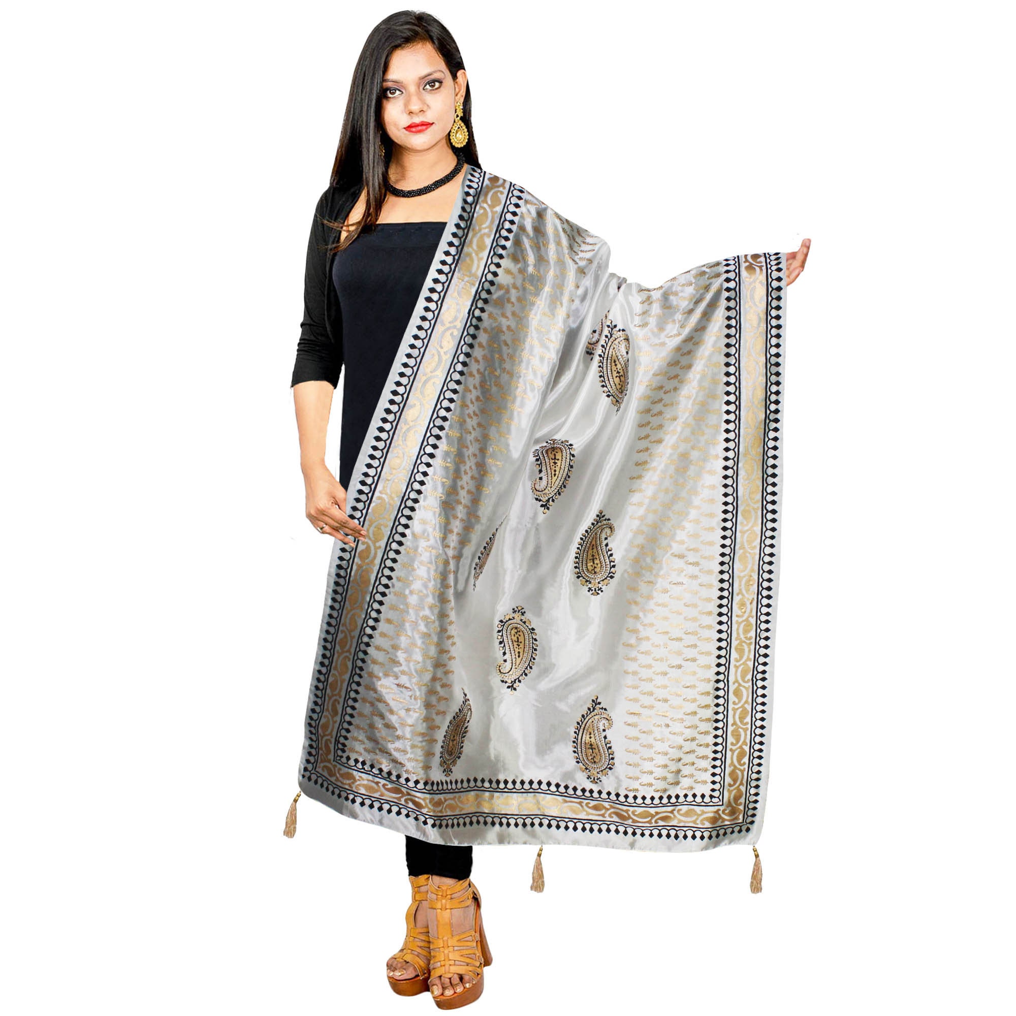 Dupatta Scarf Indian Handmade Block Print Chunni Art Silk Etsy