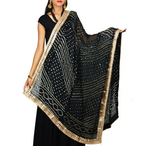 Beautiful Silk Lehenga with Gota work and Applique Bandhej Buties with Pure crepe dupatta main image 1