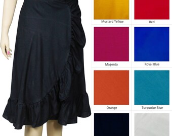 Wrap Skirt, Rayon Wrap Skirt, Ruffle Skirt, Cotton Skirt, Summer Long Skirt, Beach Skirt