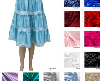 Satin Underskirt, Lacey Half Slip, Petticoat For Women - Small to XXL Sizes