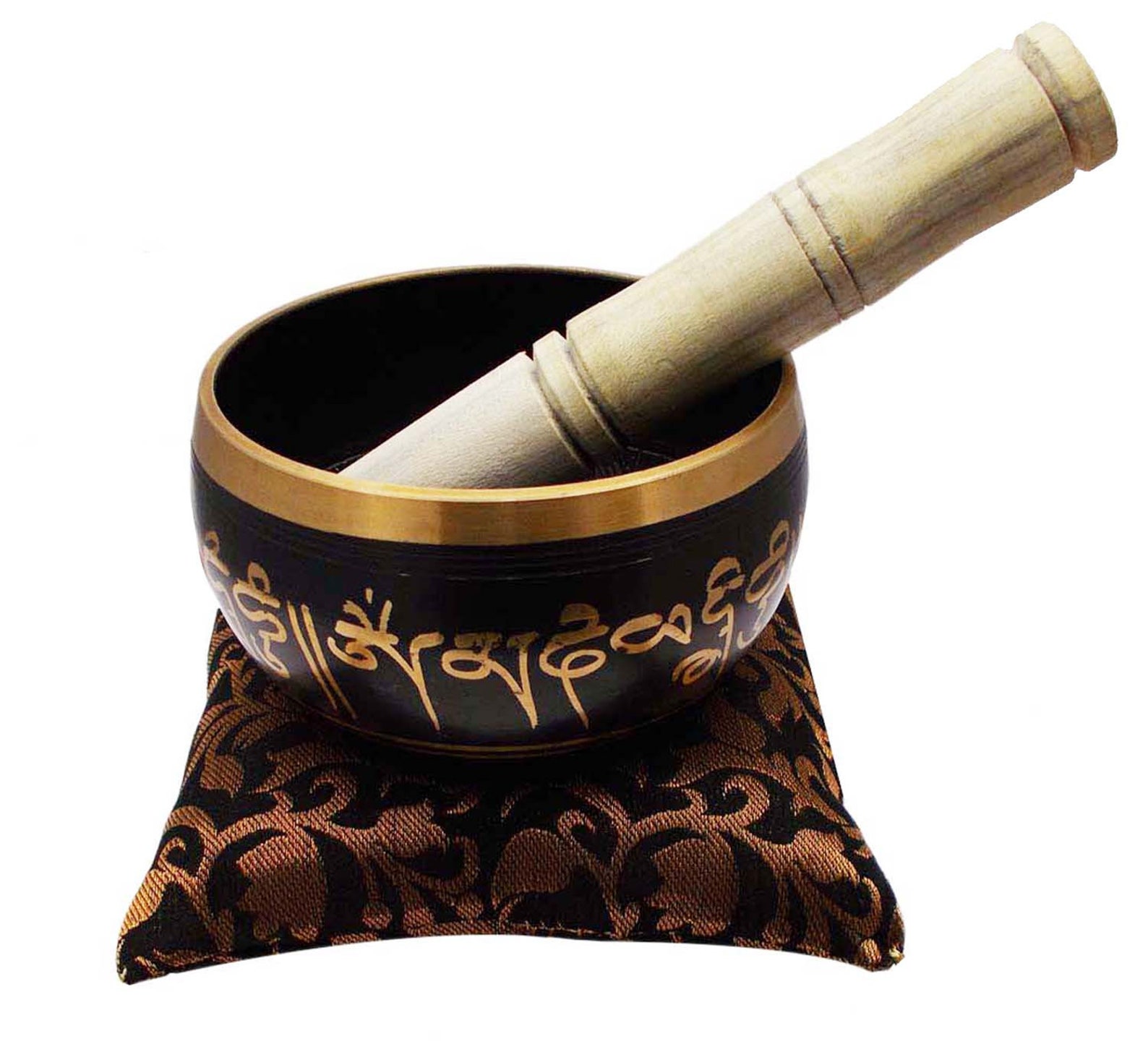 Tibetan Singing Bowl Buddhist Brass Black Handmade Musical Etsy