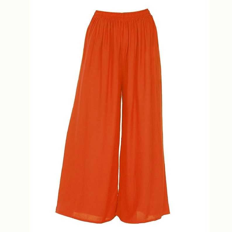 Palazzo Loose Casual Pants Women Wide Leg Flared Bottom Trouser Yoga Rayon Pajama-Solid Pattern