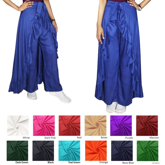 Ruffle Wrap Pants Skirt Palazzo Trouser 