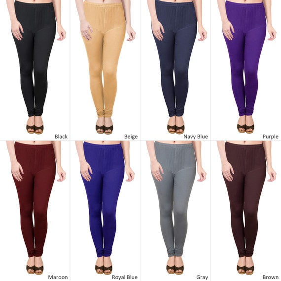 Legging Cotton Lycra Women's Leggings Comfortable Yoga Pants Churidar  Casual Trouser Indian Ruby Style Free Size Legging 