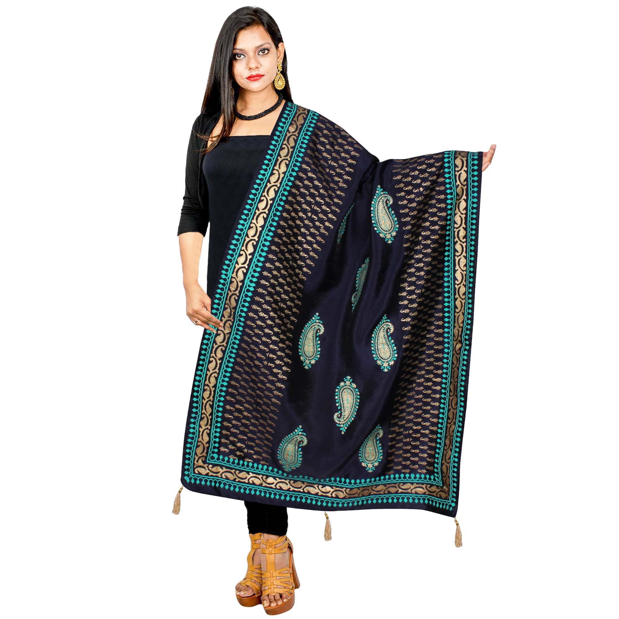 Dupatta Scarf Indian Handmade Block Print Chunni Art Silk Etsy