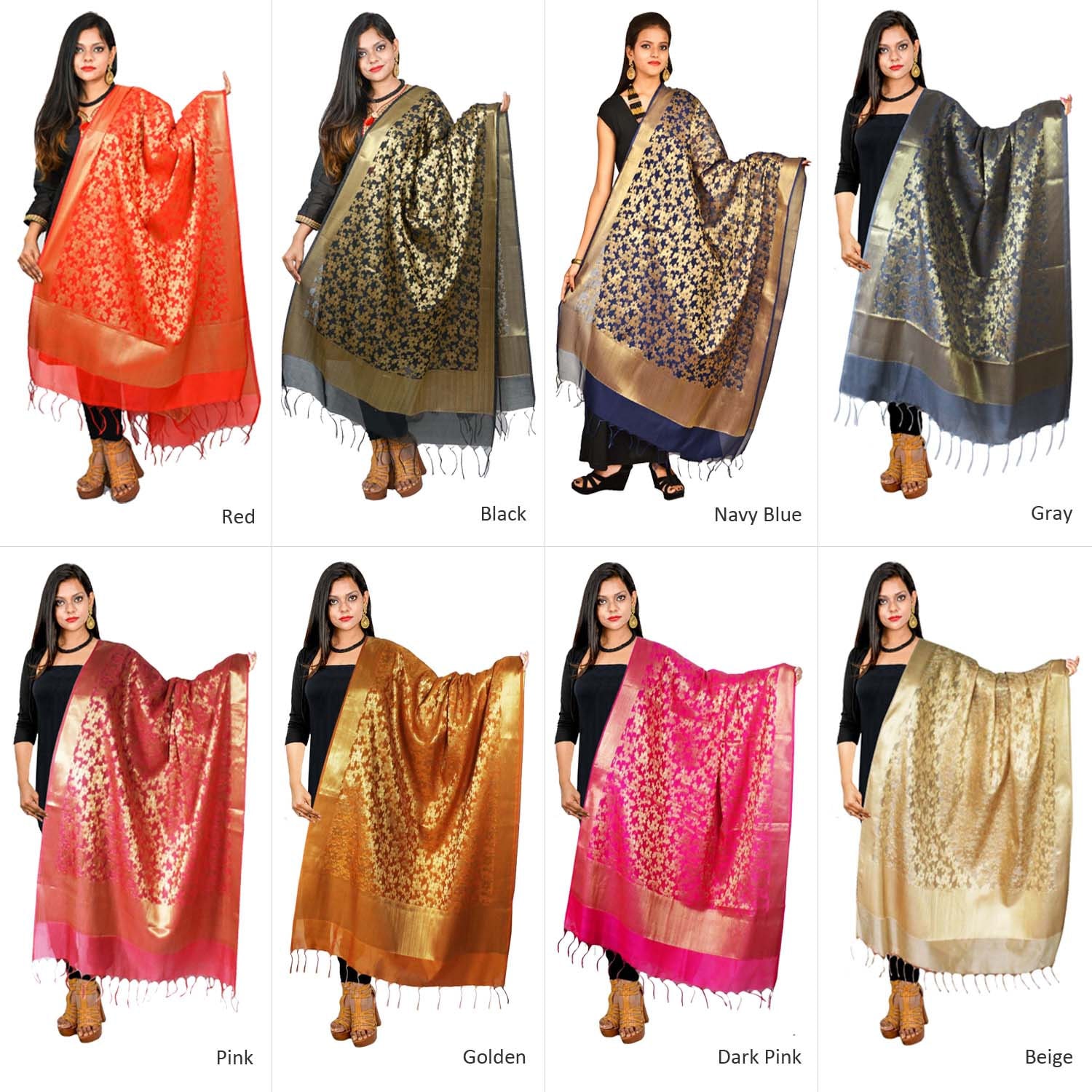 Banarasi Dupatta Scarf Chanderi Chunni Hijab Wrap Veil Beautiful