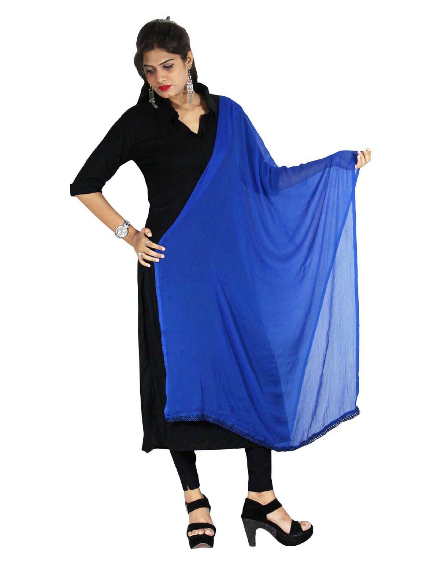 Dupatta Chunni With Crochet Lace Border Indian Hijab Wrap Etsy