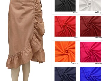 Cotton Ruffle Wrap Skirt, High Waisted Wrap Skirt, Wrap Around Skirt For Women